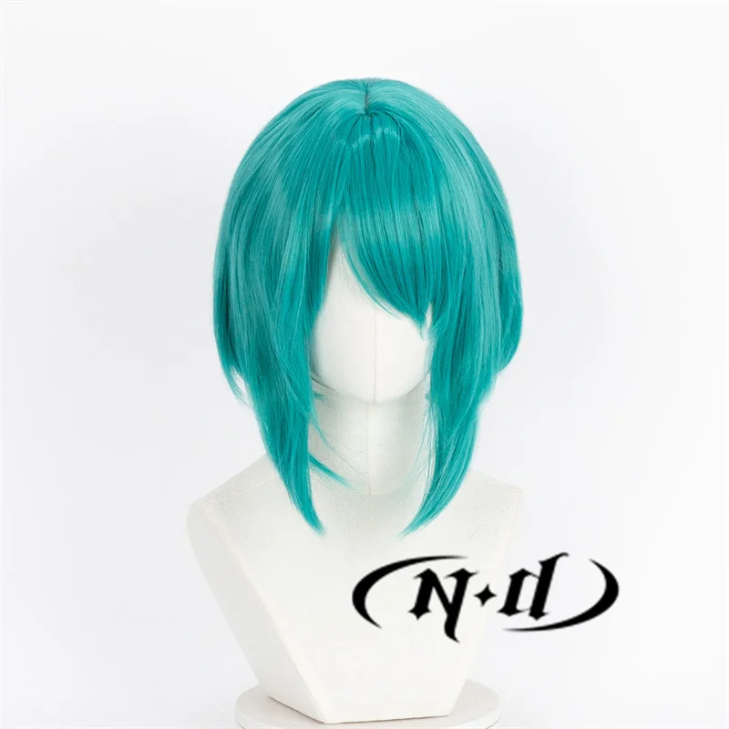 ND Phosphophyllite Cosplay Wigs Anime Land of the Lustrous Fluorescent Synthetic Green Short Hair for Party Cosplay Accessories