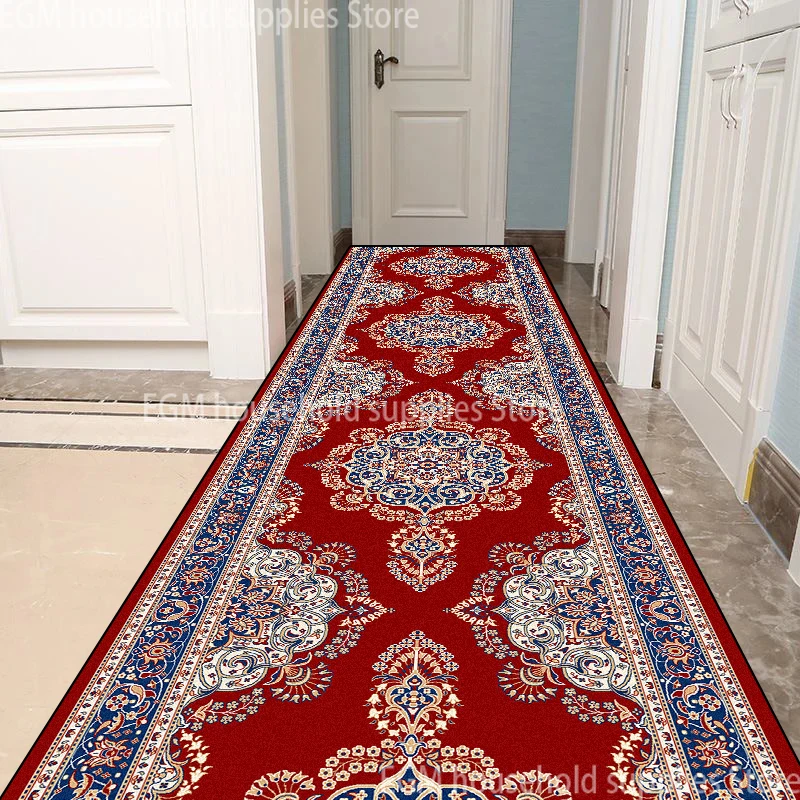 Persian Style Living Room Hall Carpet Long Hallway Corridor Rugs Non-slip Stairs Decor Runner Rug Kitchen Mat Size Customized