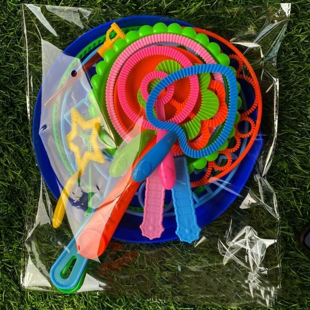 مجموعة من 3 قطع متعددة الأنماط لصنع الفقاعات، عصا فقاعات كبيرة زرقاء من البلاستيك للأطفال، أدوات تفاعلية للجنسين