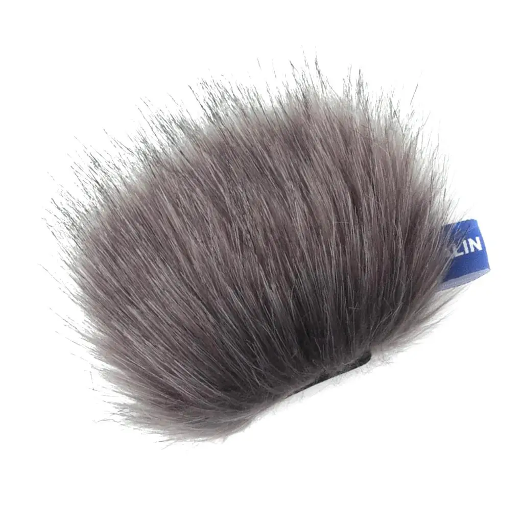 Protection Microphone Muff Outdoor Furry Windscreen Grey Rabbit Hair Wind Shield for Portable Digital Recorders and Instruments
