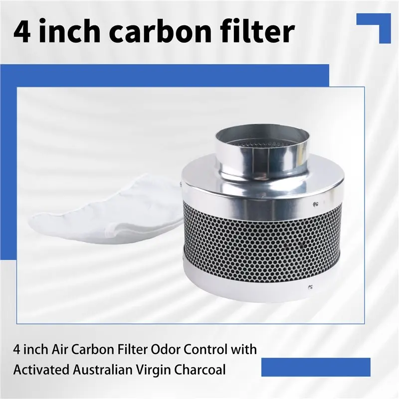 NEW HOT In Stock-4 Inch Air Carbon Filter With Charcoal Air Purifier Grow Tent Kits Odor Control Ventilation
