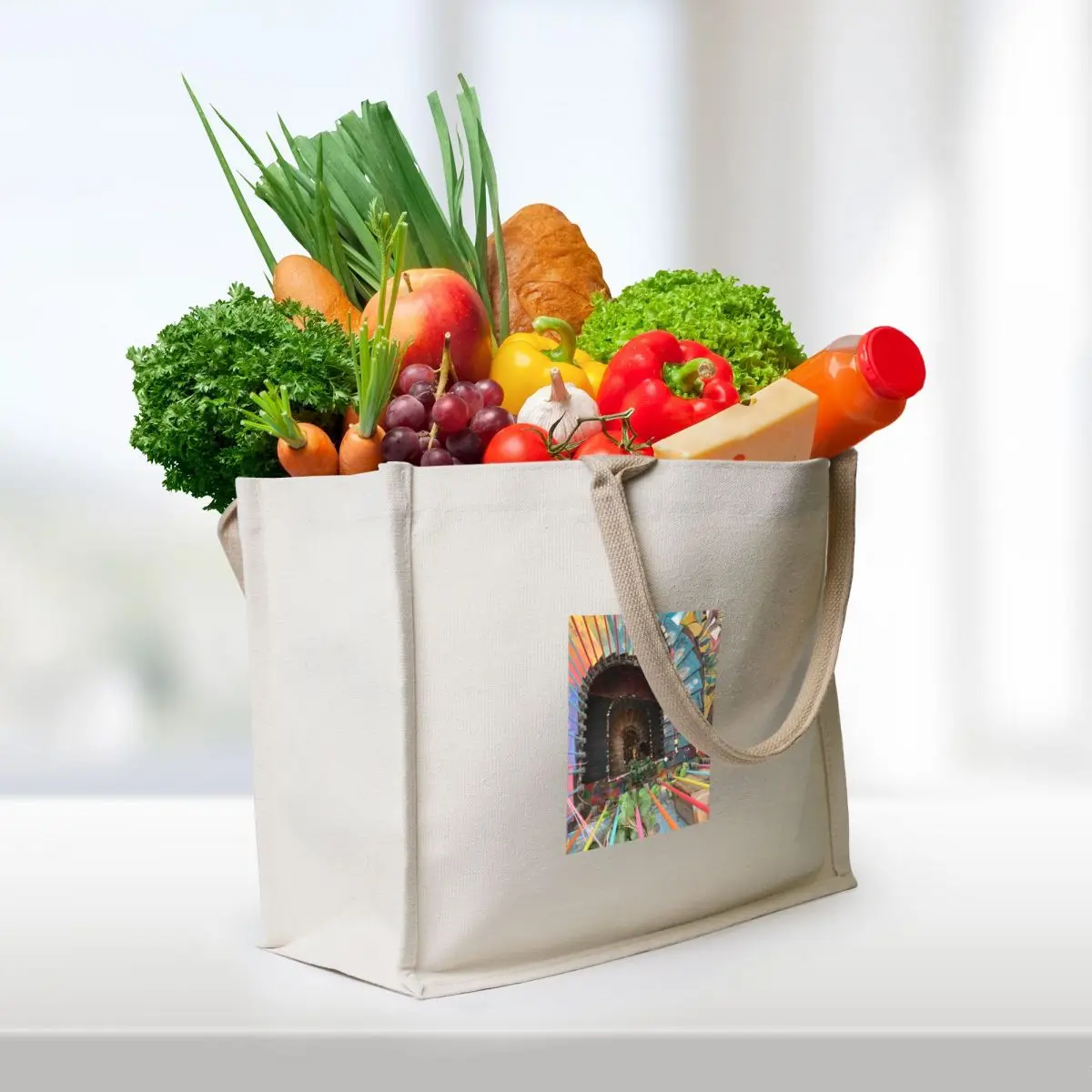 colorful stairs Tote Bag reusable shopping bags tote bag men's Shopper Beach bag