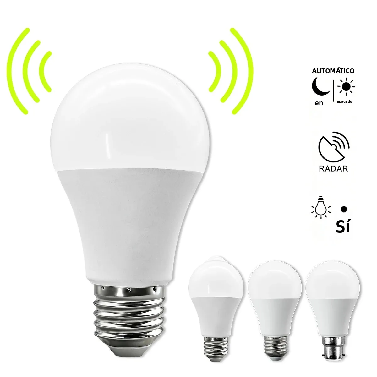 Bombilla LED E27 con Sensor de Movimiento PIR, 110V, Encendido/Apagado Automático, Luz de Seguridad para Porche, Escaleras, Garaje, 1-10 Unidades
