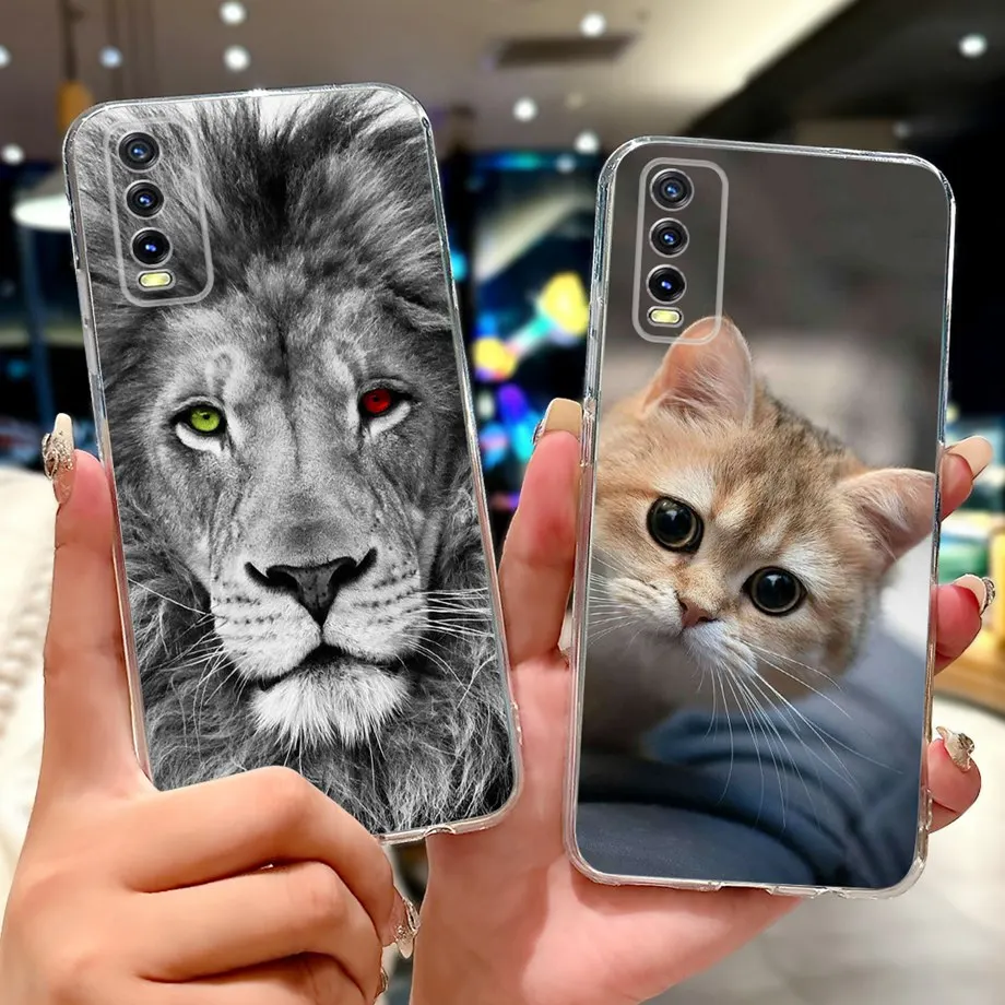 ل vivo V2027 V2028 V2029 / Vivo Y20 Y20s Y20i Y11s Y12s حافظة لينة واضحة سيليكون زهرة فراشة الكرتون الحيوانات الغطاء الخلفي