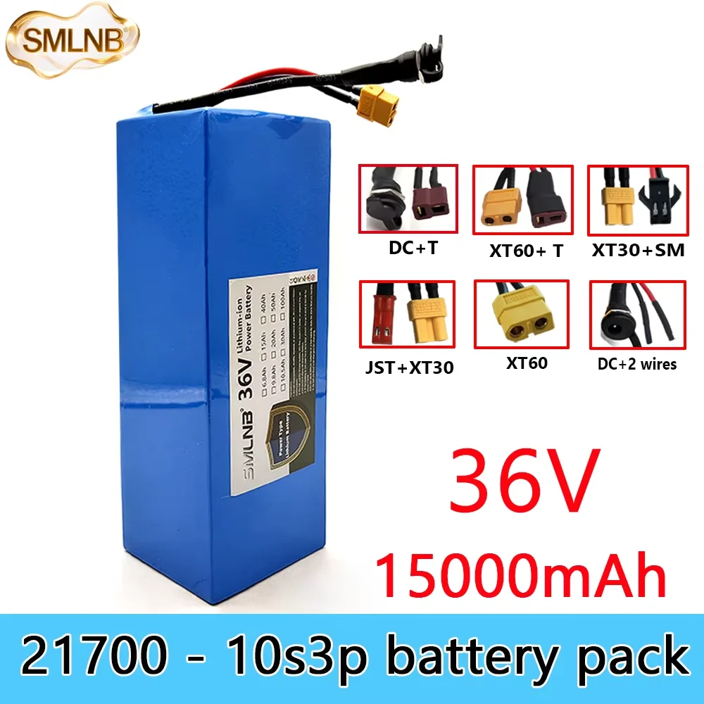 

large capacity 21700 battery lithium battery pack 36V 15000mAh 10S3P , For electric scooter battery built-in 30A BMS