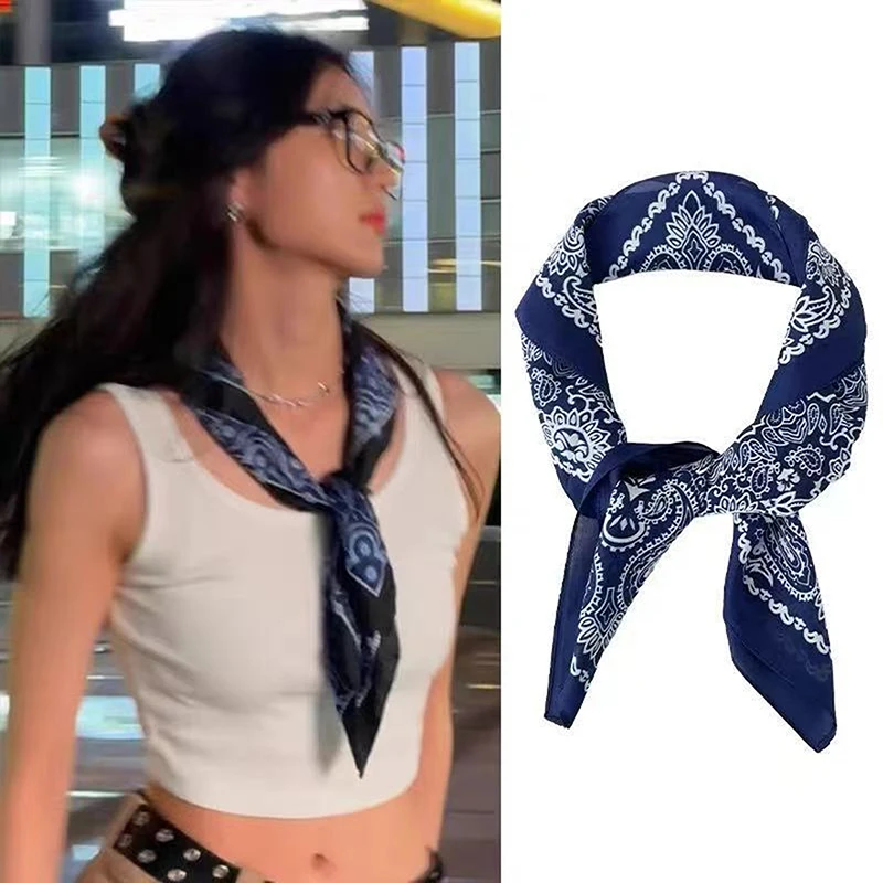 Luxury Fashion 70cm Satin Square Silk Scarf For Women Hair Hand Neckerchief Wrist Hijab Wraps Lady Shawl Ribbon Bandana image 2
