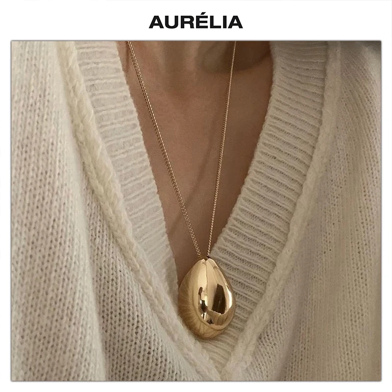 

Европейская классическая капля воды, золото, серебро, кулон, ожерелье, свитер, длинная цепочка, женский минималистичный тренд ювелирных изделий