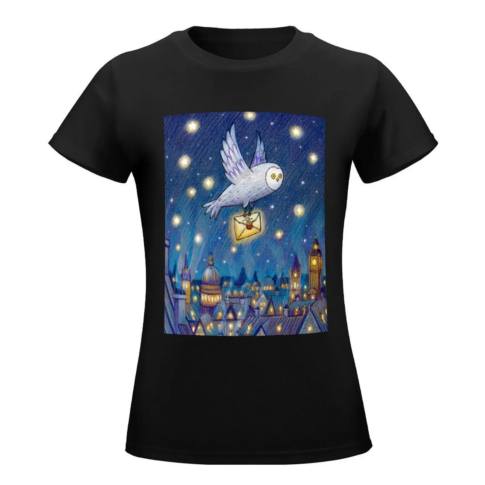 Magic owl T-Shirt hippie clothes animal print shirt for girls korean fashion anime clothes Woman T-shirts