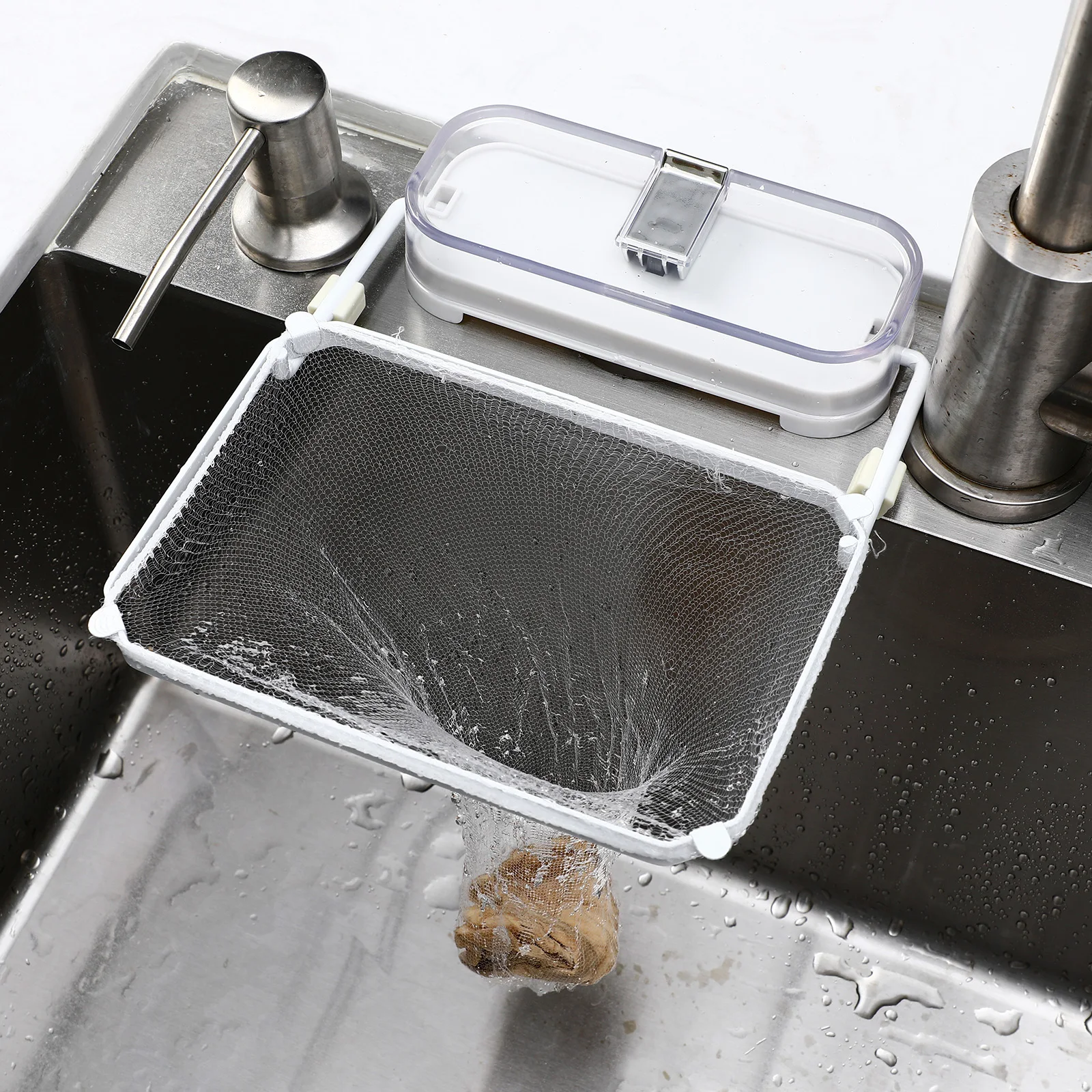 

Suction Cup Sink Strainer Kitchen Sink Filter Basket Food Catcher Corner Mesh Bag Abs Material Fine Mesh Easy Installation