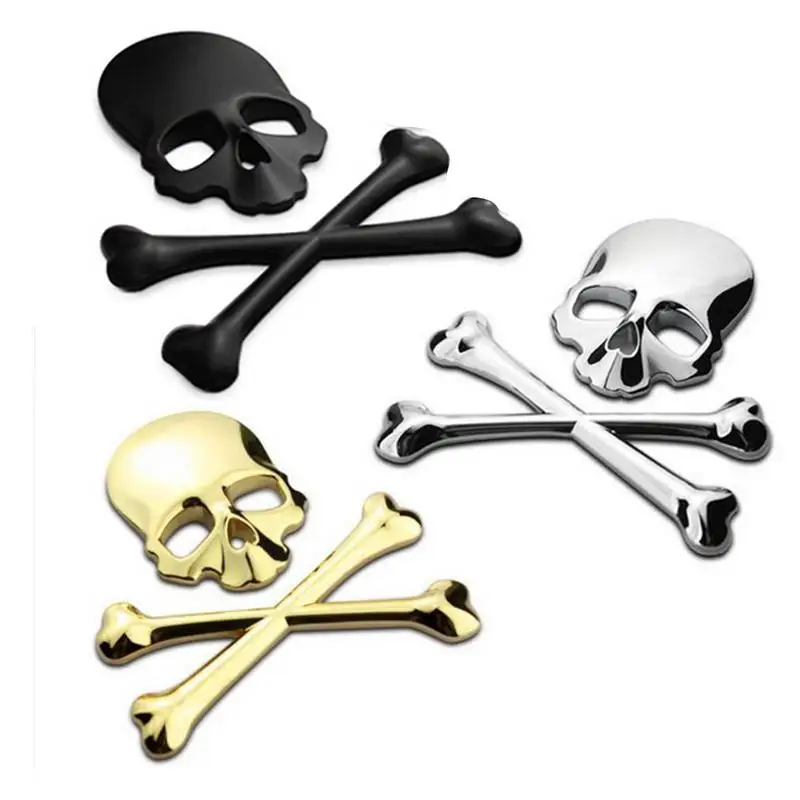 

Autocollant de voiture en métal tête de mort 3D étiquette de moto insigne d'emblème de crâne décoration de carrosserie de voi