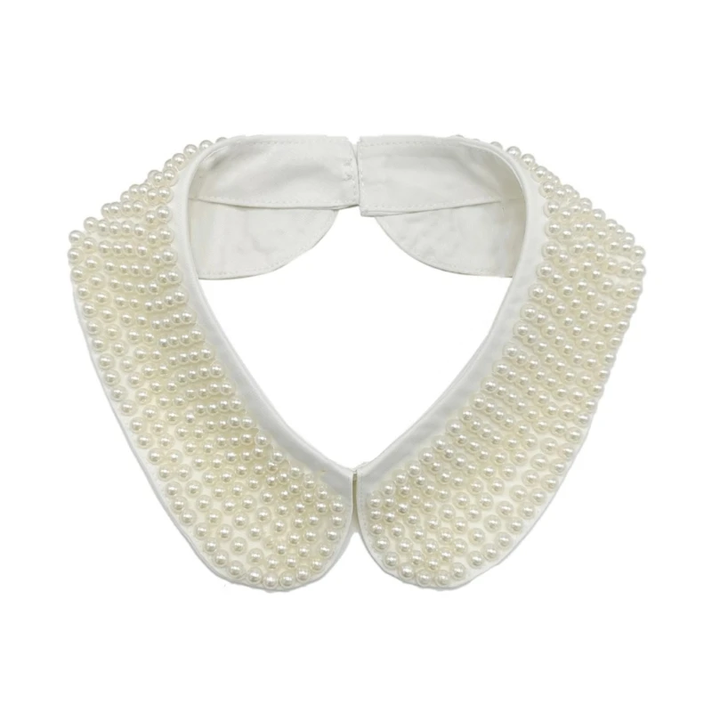 Handmade White Beaded Embroidered Collar Elegant Detachable Sweater Collar Fashionable Women Collar for Party and Daily Wear