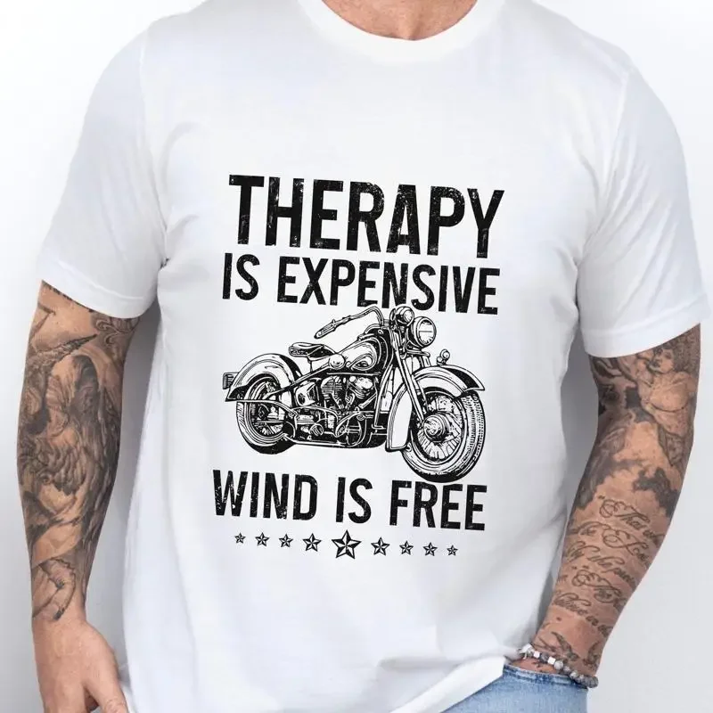Biker T Shirt Therapy Is Expensive Wind Free Vintage Motorcycle
