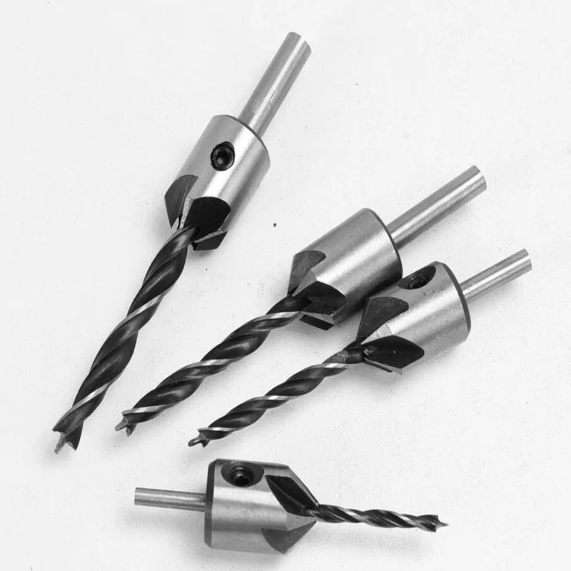 HCS 5 Sáo Mũi Khoan Bộ Mũi Khoan Vít Gỗ Kẹp Mũi Khoan Bộ Có Ngăn Vít Woo Dụng Cụ 3-6Mm