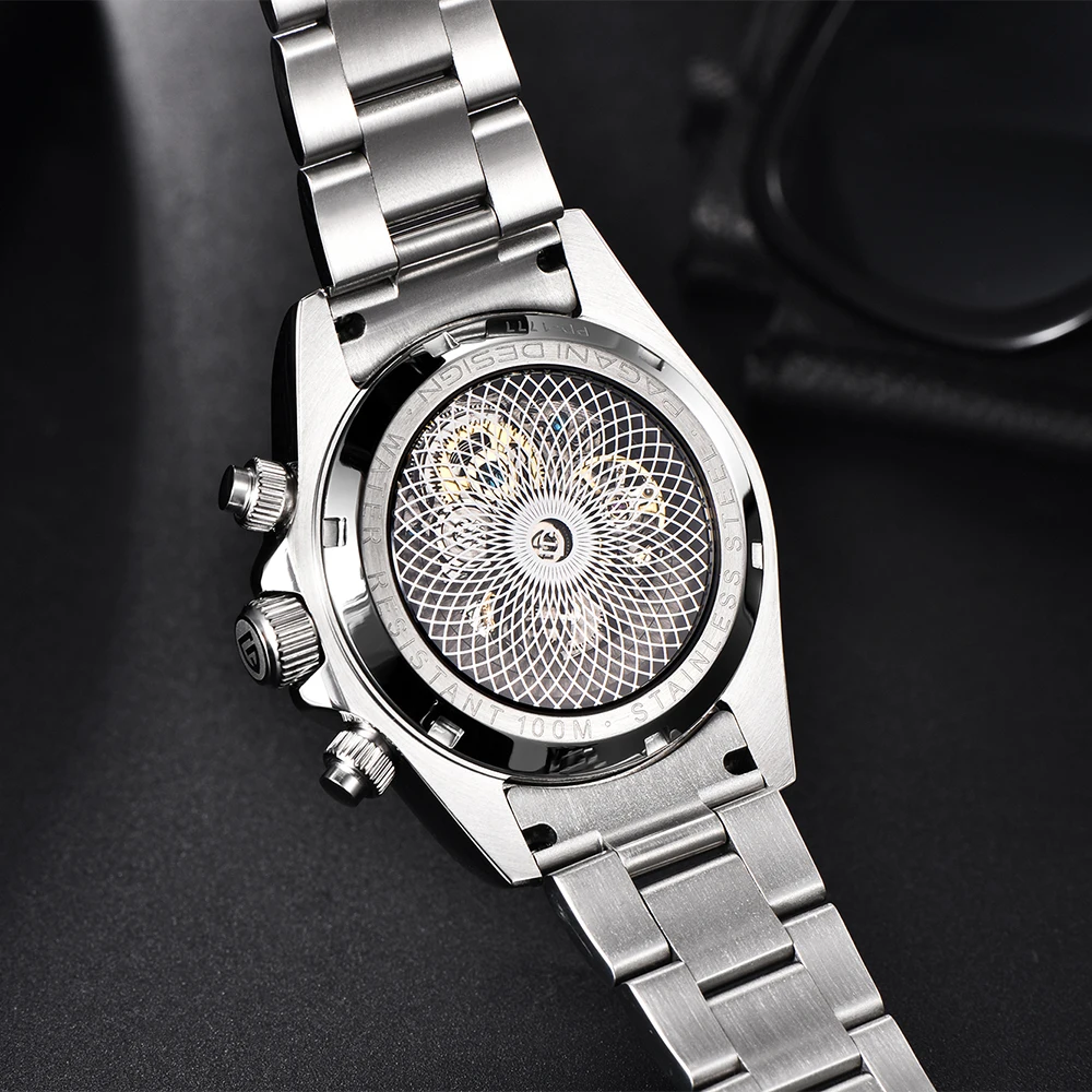 2023 New PAGANI DESIGN High-end Fashion Rainbow Bezel Men Mechanical Watches Stainless Steel Hollow Out Automatic Watch for Men