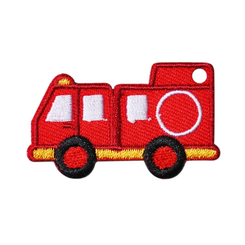 Cartoon Vehicles Embroidery Patches Small Police Cars Decorative Appliques for Kids Clothing DIY School Bus Truck Train Iron Ons