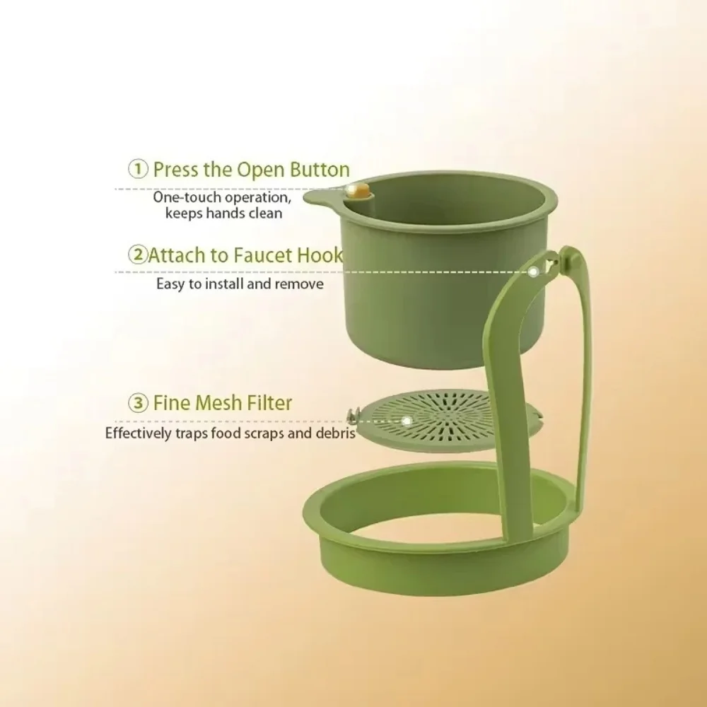 Hanging Sink Food Waste Filter Basket Flip Dump Bottom Adjustable Detachable Residue Strainer Kitchen Sink Garbage Storage Rack
