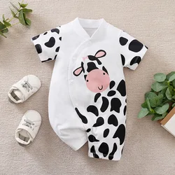 White cow print cotton baby jumpsuit Newborn Baby Boy Romper short sleeve Girl Comfortable high quality baby pajamas 0-12 months