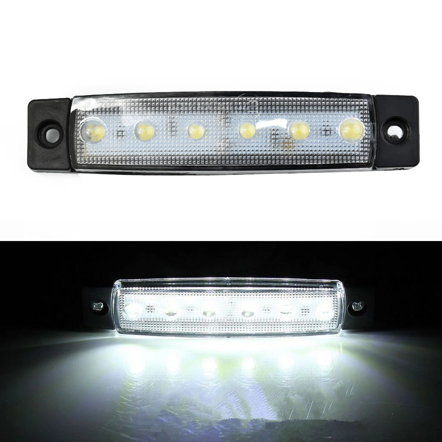 1 Set White 12V 6 LEDs 5LM Side Marker Light For Trailer Truck Boat BUS Indicator RV Lamp Car Replacement Part