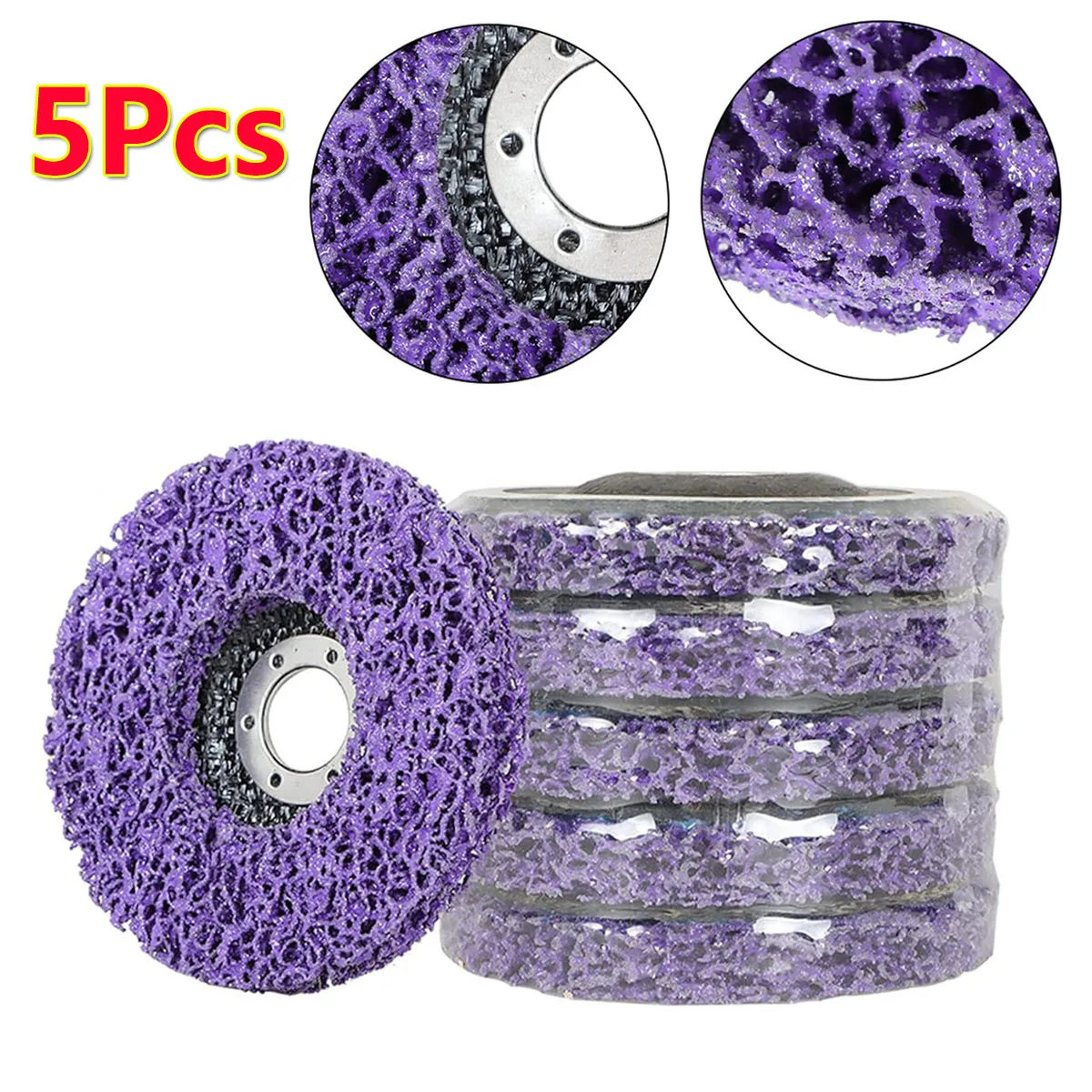 

5Pcs 125mm 5inch Puple Poly Strip Disc Grinding Wheels Flap Disc for Angle Grinder Accessory Paint Rust Removal Clean Abrasive