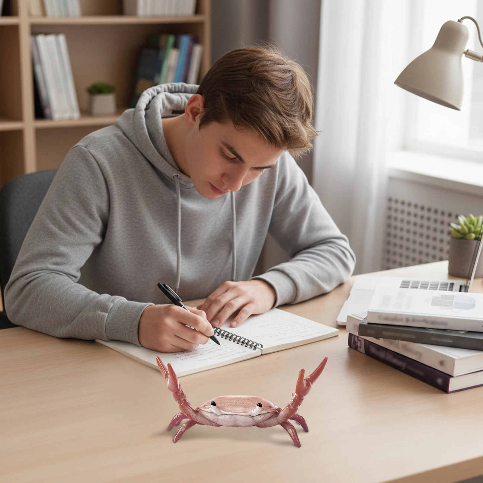 

Забавная подставка для ручек в виде краба, подставка для ручек в виде краба, занимающегося тяжелой атлетикой, для домашнего офиса (красная)