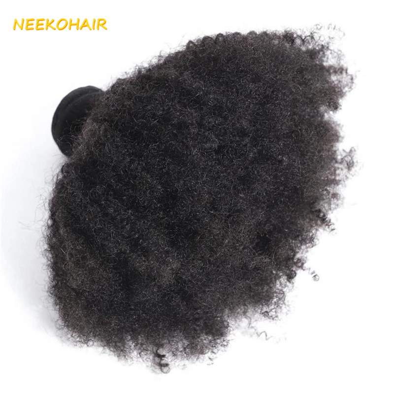 Afro Kinky Curly Human Hair Bundles Natural Color 10-30