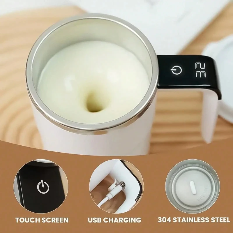 New Portable Electric Mixing Cup LED Temperature Display Cup 304 Stainless Steel Stirring Cup Hot And Cold Water Mixing Bottle