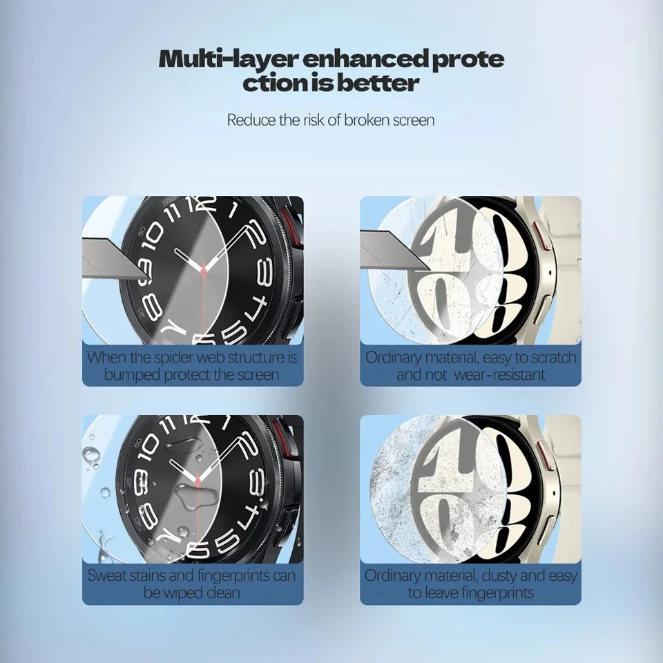 3 шт. закаленное стекло для Samsung Galaxy Watch 7 6 5 4 40/44 мм Classic 42/46 мм Watch7 44 40 мм защитные пленки против царапин