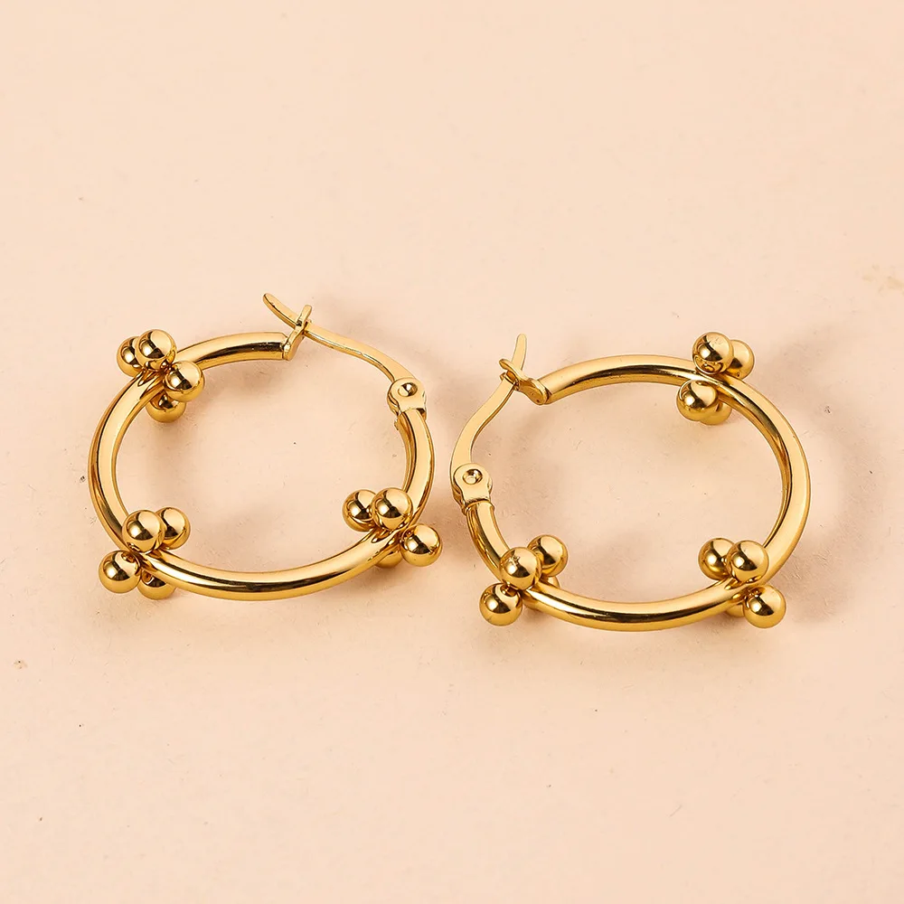 Light Luxury Geometric Irregular Shaped Stainless Steel Hoop Earrings, Non Fading Women's Gold Color Metal Earrings Accessories