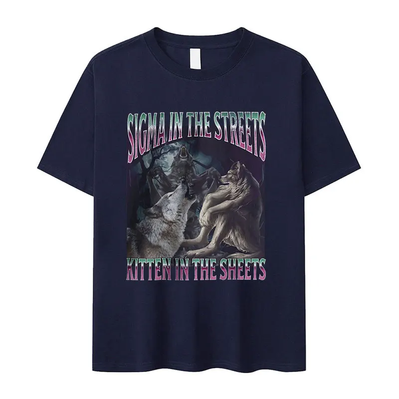 سيجما في الشوارع هريرة في الملاءات مضحك بالذئب ميمي تي شيرت رجل كرينج بالذئب تمزيق القوطية الشارع الشهير تي شيرت الذكور #6