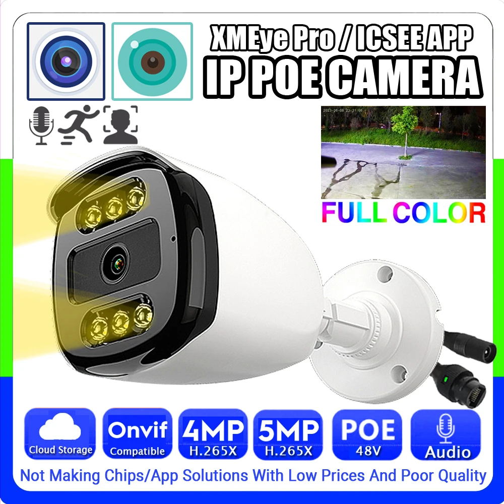 

Xmeye Pro Audio Color Night Vision IP POE Camera 5MP 4MP H.265 HD Mic Outdoor Waterproof Onvif Ai Face/Motion Detection Webcam