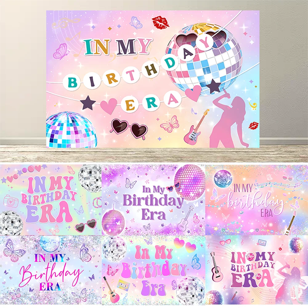 

Singer Birthday Party Decorations Backdrop Banner in My Birthday Era Music Themed Background Photo Booth Props for Wall Decor