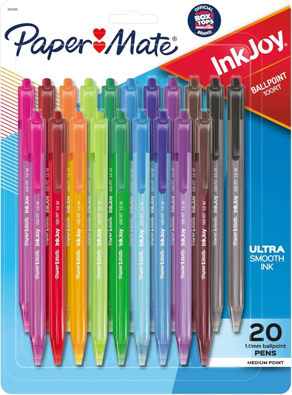 

Retractable Ballpoint Pens Medium Point 1.0mm 20 Pack Assorted Colors for Office School Note Taking
