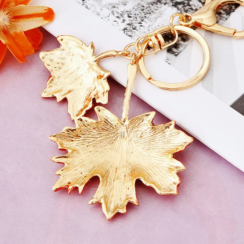 New Fashion Maple Leaf Keychain Enamel Plant Key Rings For Women Men Handbag Pendants Key Chain