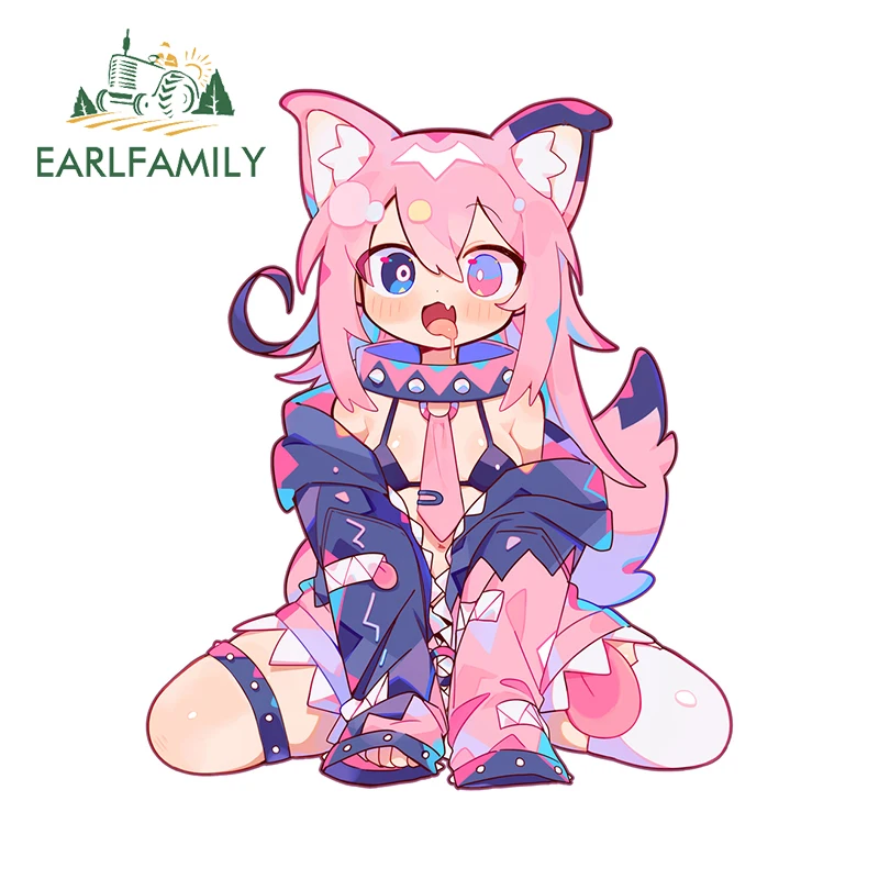 

Оригинальные автомобильные наклейки EARLFAMILY 13 см x 10,9 см в виде кошки, девочки, кавайные розовые украшения, интересные водонепроницаемые аксессуары Chibi