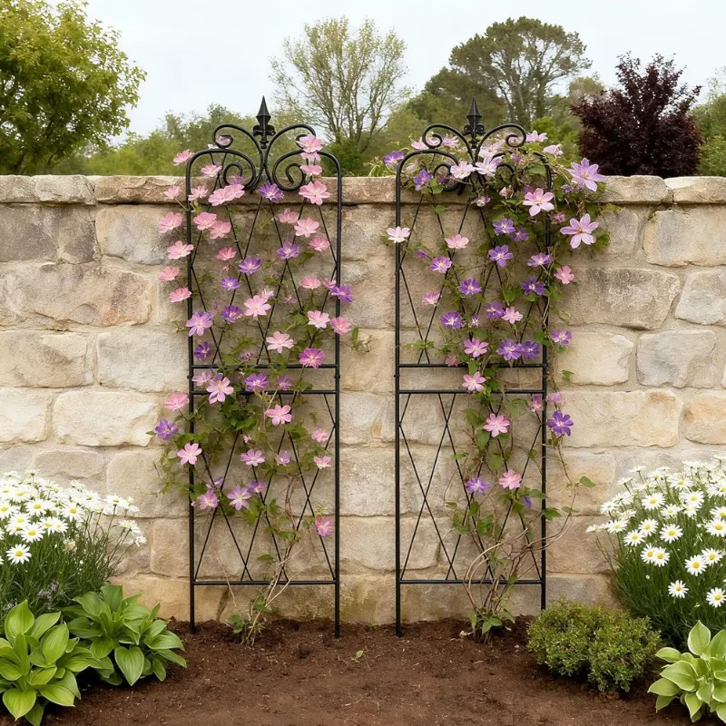 #Metal Plant Trellis for Climbing Plants Outdoor 59 x 15 Inch Rustproof Vine Support Panel Garden Structures A Type 2
