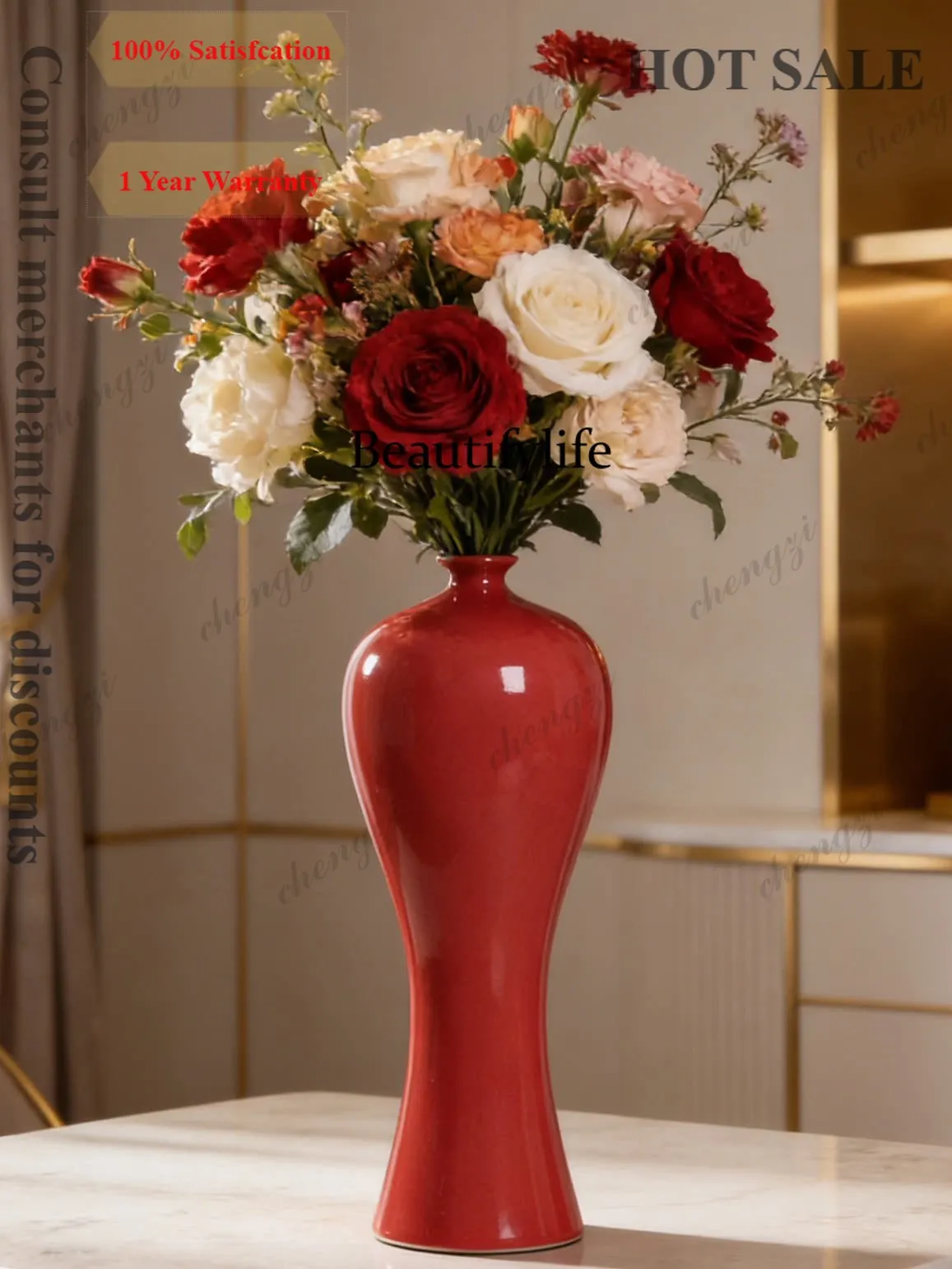 B56 Jingdezhen ceramic vases, living room flower arrangements, beauty vases, Chinese light luxury and sophisticated uniqueness