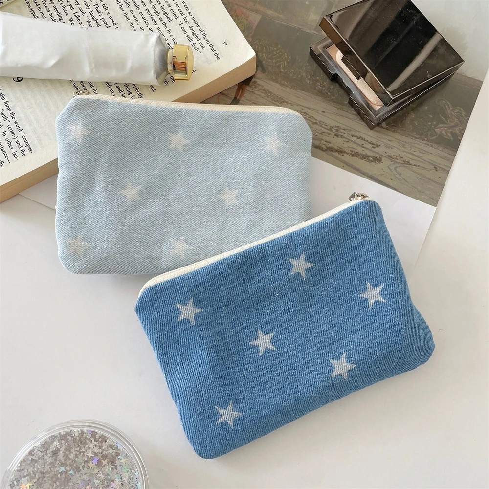 Cute Star Print Travel Small Cosmetic Lipstick Earphone Key Storage Bag Purse Women Makeup Handbags Wallet Pouch Bags Organizer