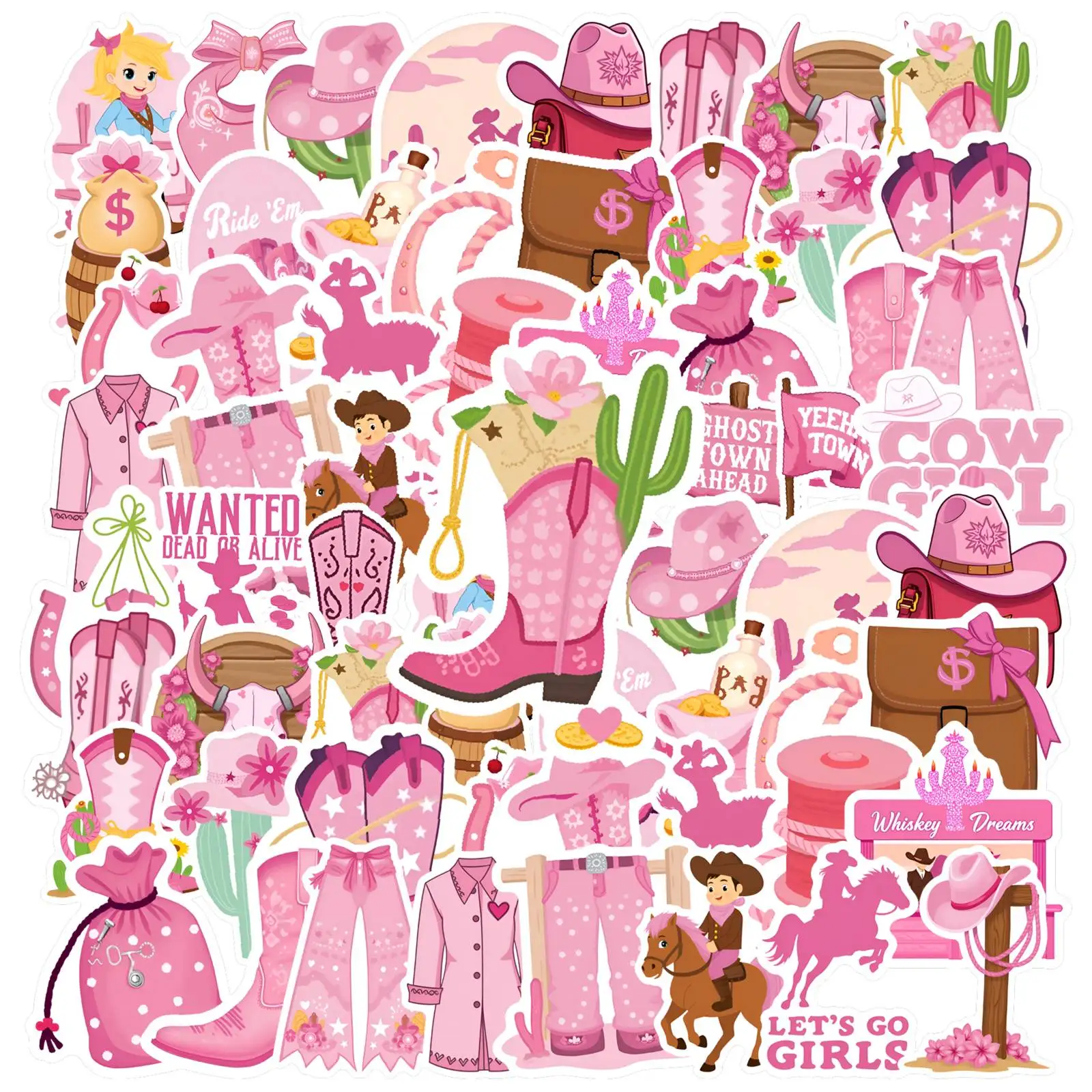 

35pcs-50pcs Cute Cowgirl Stickers Playful Western Stickers Stickers For DIY Phone Guitar Laptop Notebook Guitar
