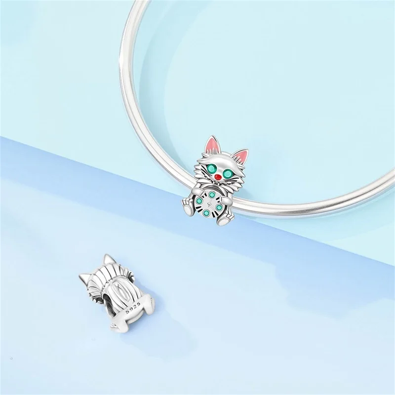 2026 New 925 Sterling Silver Cat Clock Charms Beads Dangle Fit 3mm Original Bracelet DIY Women Exquisite Birthday Jewelry Gifts