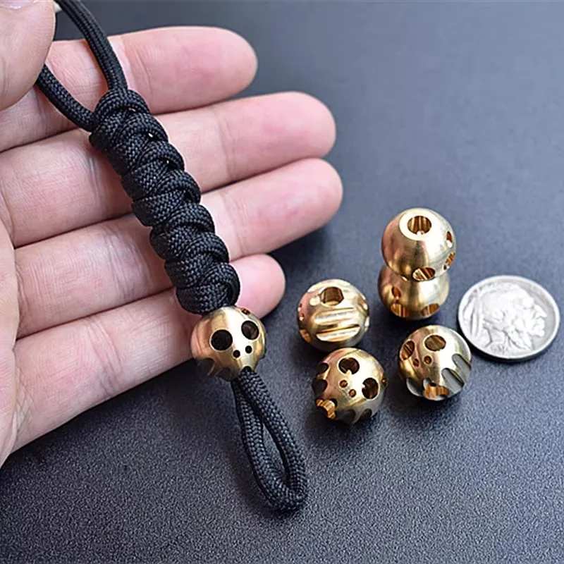 1 Piece Brass Skull Umbrella Rope Knife Pendant EDC Ghost Keychain Charm Bracelet Preparation Rope DIY Accessories