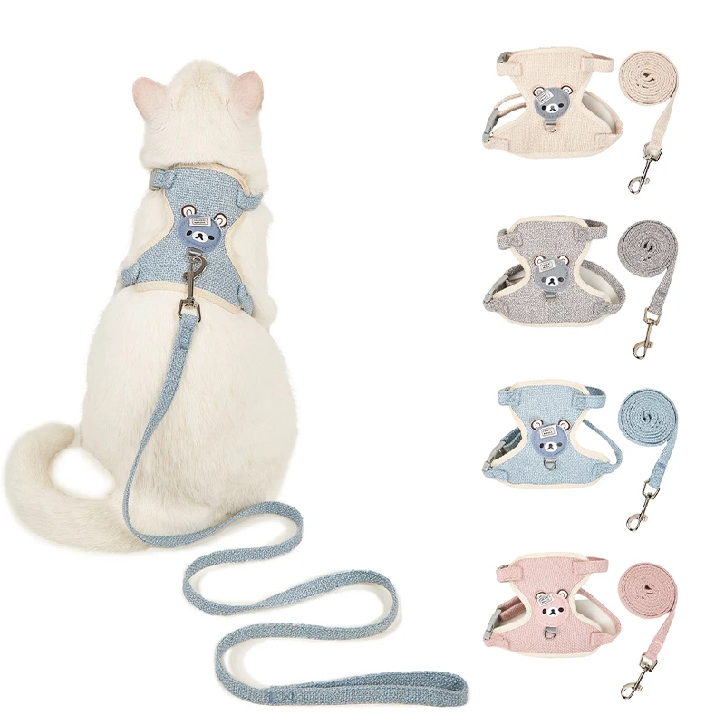 

Cat Harness Adjustable Vest Small Dog Harness Traction Rope Set Walking Dog Collar Breathable Harness for Small Medium Cat Dog