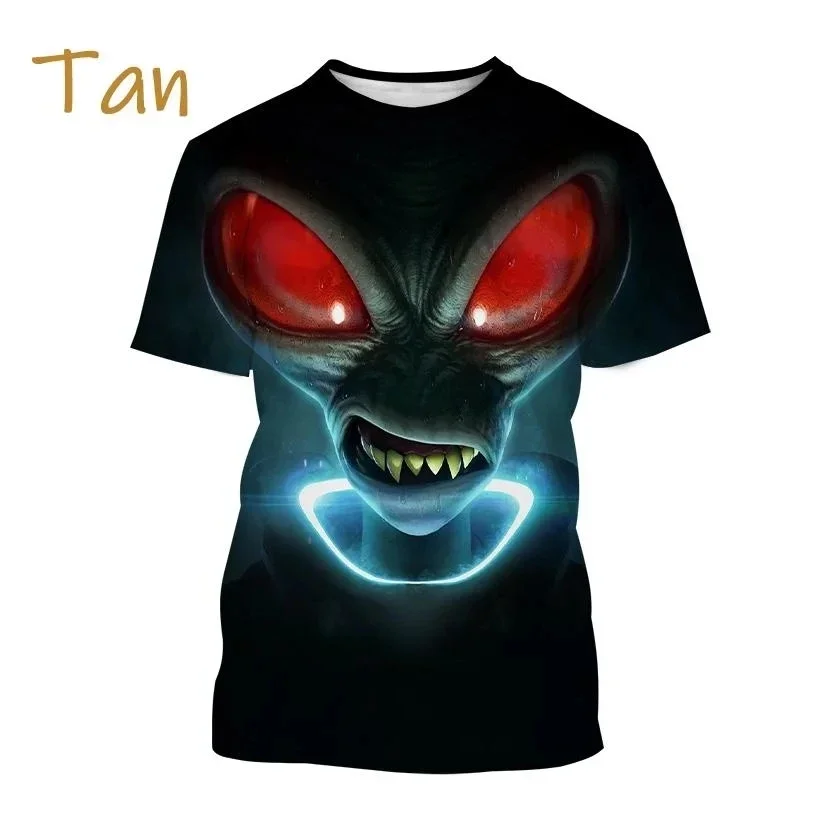 New Alien Image Series Fun Printed Casual T-shirt Role Playing Men's Unisex Hip Hop Round Neck Short Sleeve