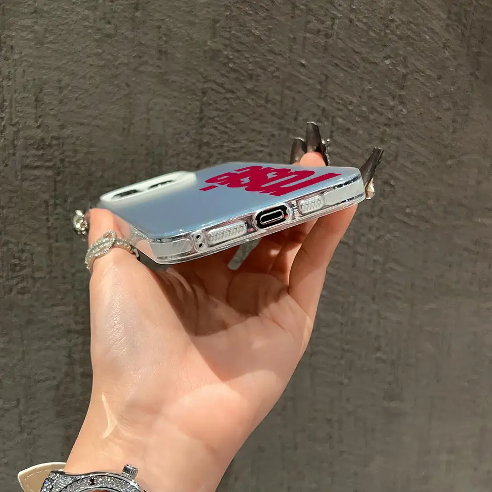 حافظة هاتف روزي إنجليزية بسيطة لهاتف آيفون 11 12 13 14 15 16 17 air Pro Max 16E X XS XR SE2 غطاء فضي IMD مطلي بالكهرباء