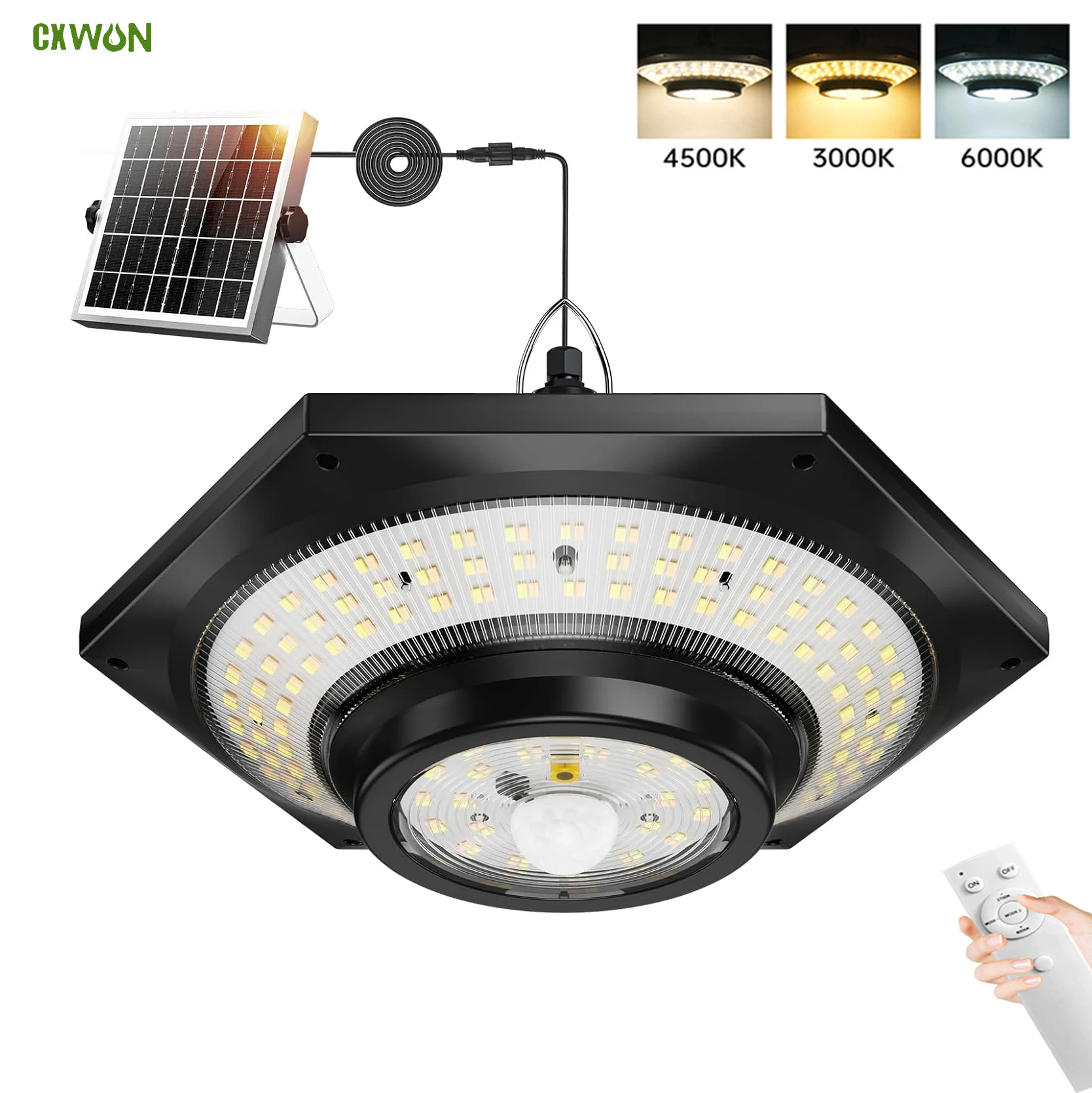 

Solar Pendant Lights Outdoor Indoor 228LED Shed Light with Motion Sensor 3 Lighting Modes Waterproof for House Gazebo Lamp