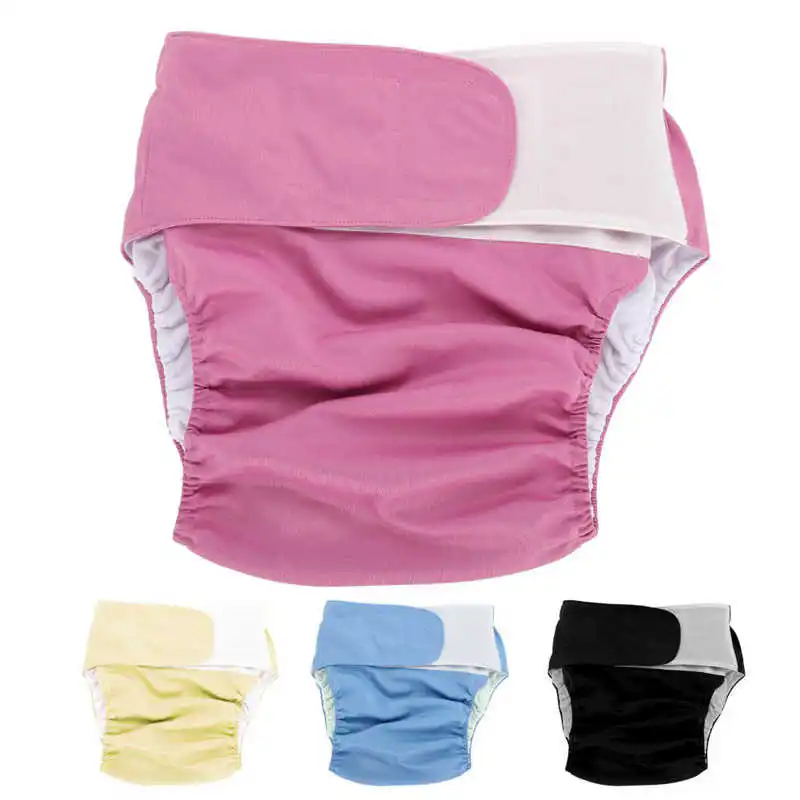 4 Colors Adult Cloth Diaper Reusable Washable Adjustable Large Nappy Adult Diaper Pants for Men Women Patients