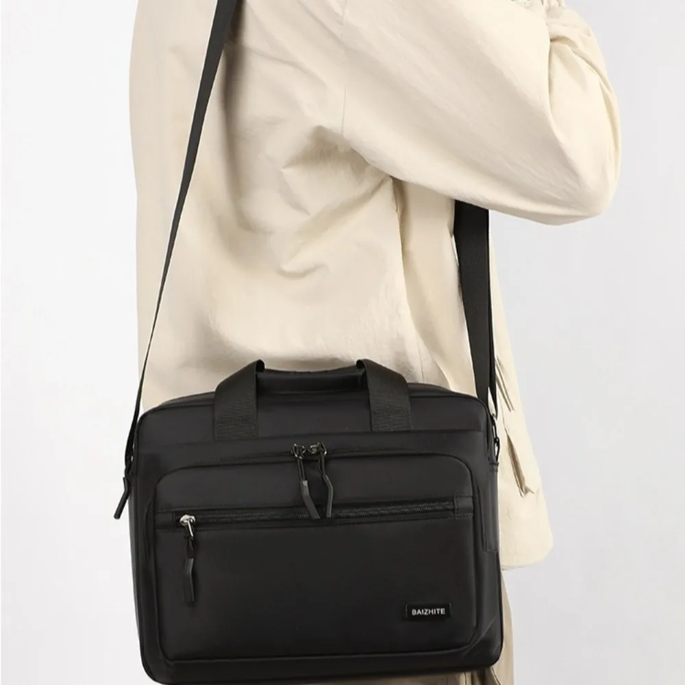 

Casual Oxford Cloth Men Business Briefcases Large-capacity Brief Case Laptops Handbag Zipper Solid Color Crossbody Sling Bag Man