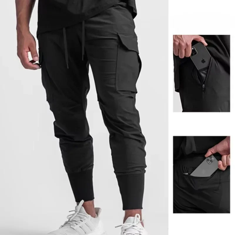 Men's Cargo Jogger Pants Quick Dry Lightweight Gym Workout Streetwear Breathable Hip Hop Multi-Pocket Outdoor Fitness Joggers