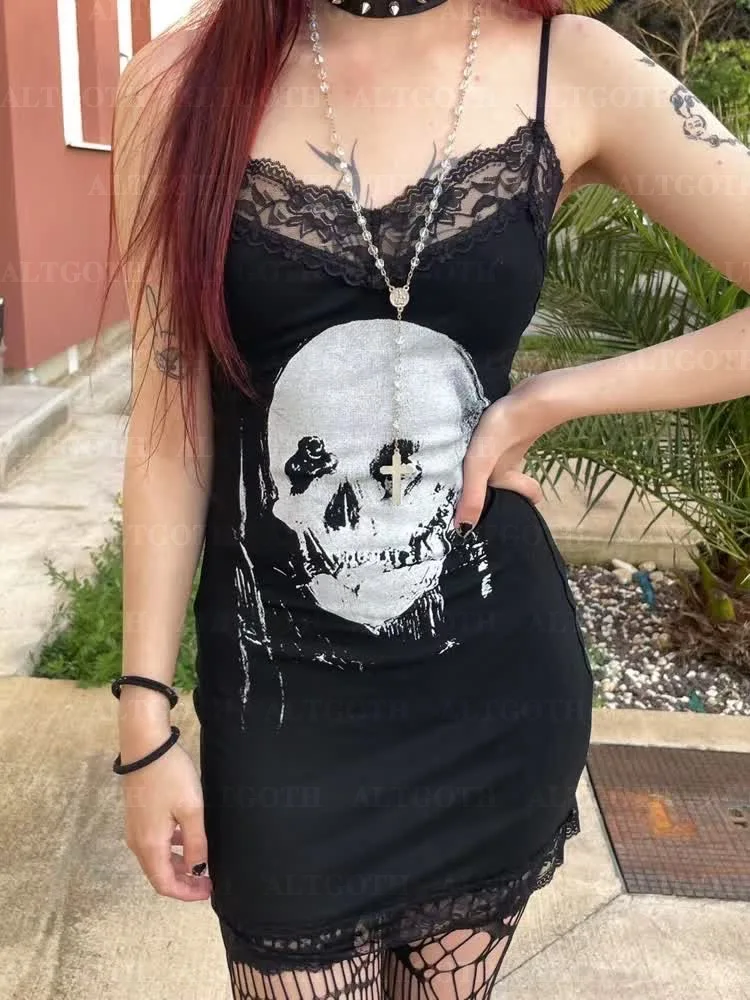cut out skull dress SKULL DRESS SLIM Fit Gothic Printed Dress Gift for Her Polyester Woman Dress Crazy Black & Grey Skulls Sublimation Cut and Sew Dress