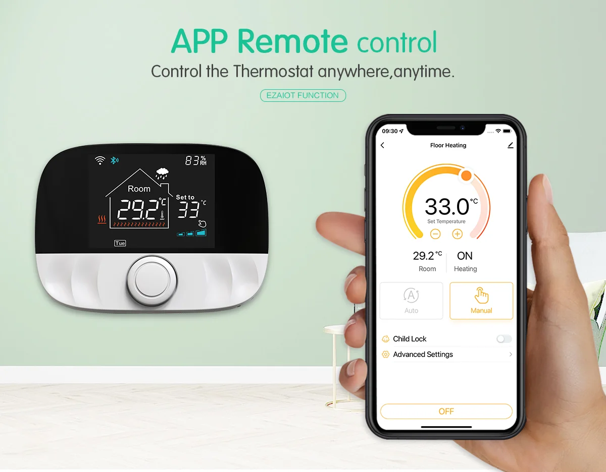 Tuya Smart Thermostat WiFi RF 433 Drahtloses Raumthermostat-Set für Wasserheizung, Gasboiler, Temperaturregler, Smart Life App, batterie-/USB-betrieben, Sprachsteuerung, kompatibel mit Alexa, Google Home, Alice – Detail 5