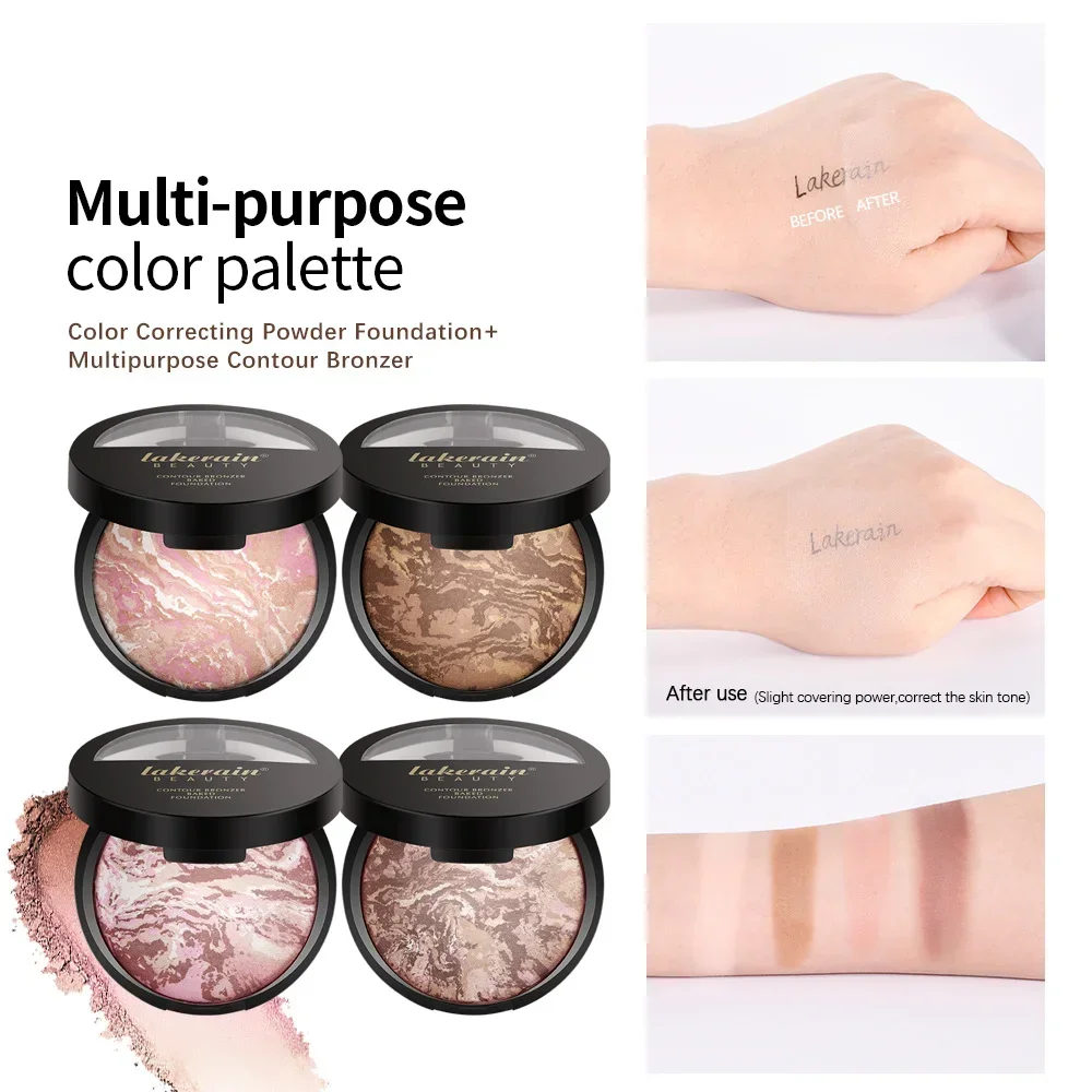 Lakerain 3-en-1 fond de teint de cuisson surligneur poudre réglage poudre Contour poudre Blush poudre maquillage cosmétiques en gros